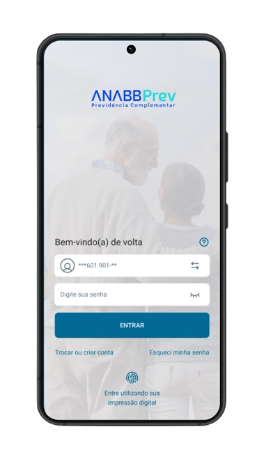 Tela de login do App ANABBPrev